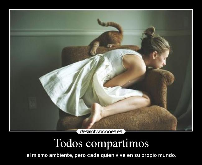 Todos compartimos - el mismo ambiente, pero cada quien vive en su propio mundo.