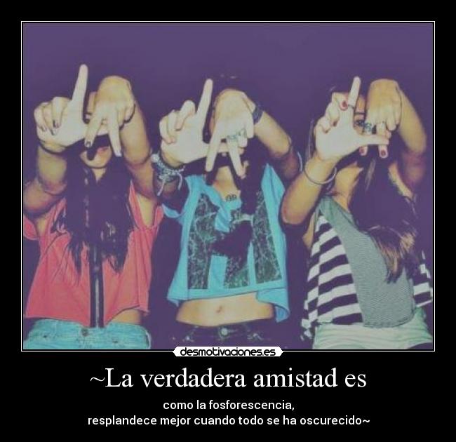 ~La verdadera amistad es - como la fosforescencia,
resplandece mejor cuando todo se ha oscurecido~