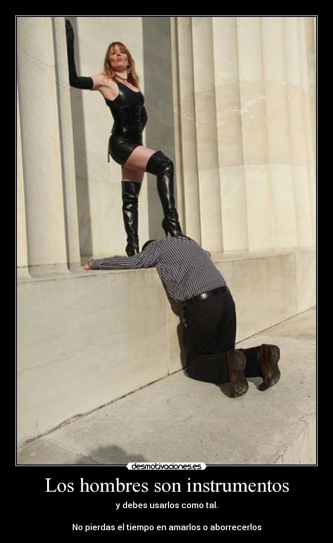 Los hombres son instrumentos - y debes usarlos como tal.
No pierdas el tiempo en amarlos o aborrecerlos