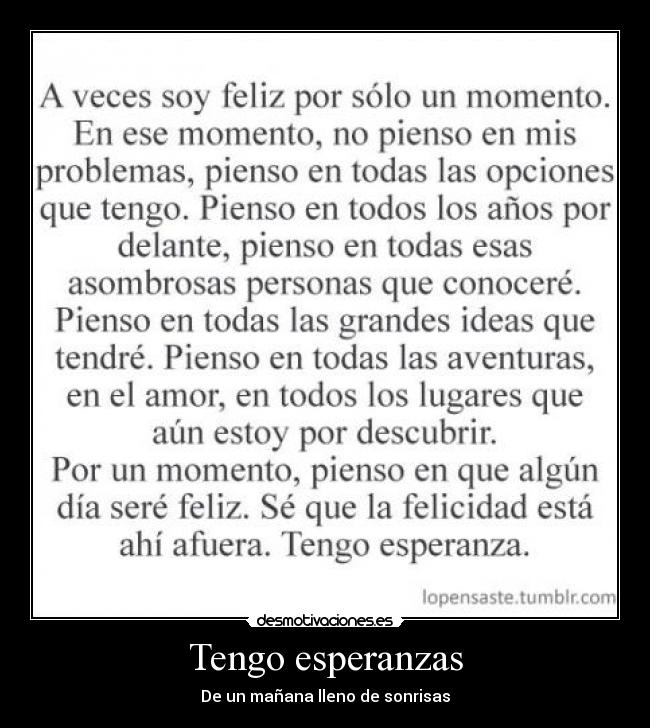 Tengo esperanzas - De un mañana lleno de sonrisas