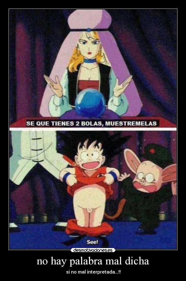 carteles goku pendejo hay palabra mal dicha sino mal interpretada desmotivaciones