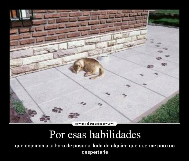 Por esas habilidades - que cojemos a la hora de pasar al lado de alguien que duerme para no despertarle