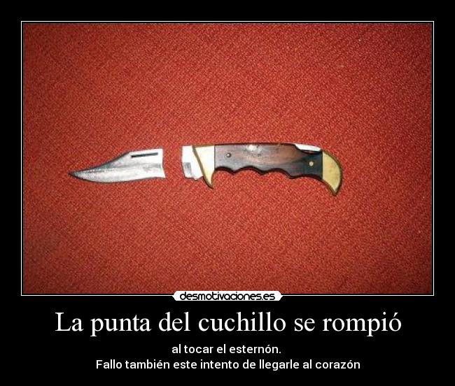 La punta del cuchillo se rompió - al tocar el esternón. 
Fallo también este intento de llegarle al corazón