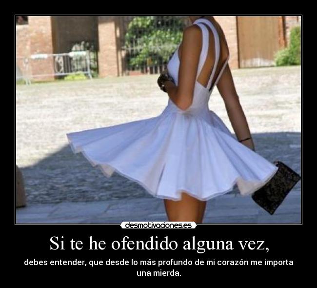 Si te he ofendido alguna vez, - debes entender, que desde lo más profundo de mi corazón me importa una mierda.