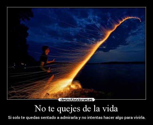 No te quejes de la vida - Si solo te quedas sentado a admirarla y no intentas hacer algo para vivirla.