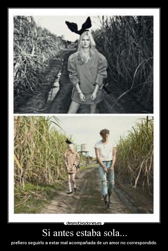 Si antes estaba sola... - prefiero seguirlo a estar mal acompañada de un amor no correspondido