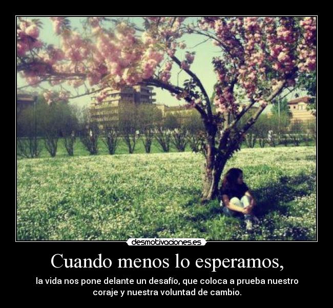 Cuando menos lo esperamos, - la vida nos pone delante un desafío, que coloca a prueba nuestro
coraje y nuestra voluntad de cambio.