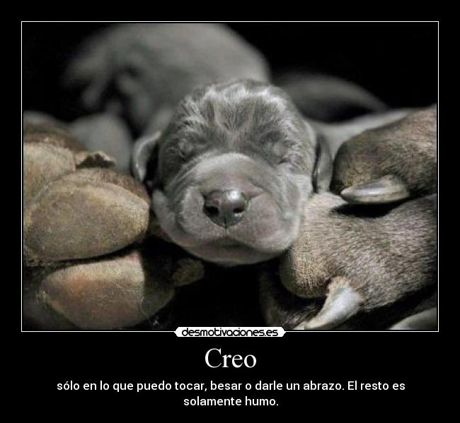 Creo - sólo en lo que puedo tocar, besar o darle un abrazo. El resto es solamente humo.