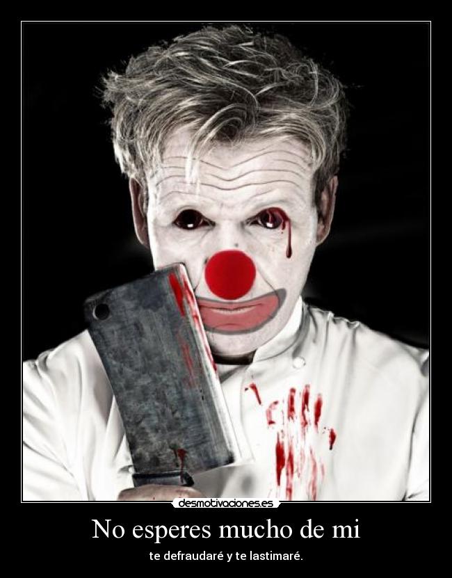No esperes mucho de mi - te defraudaré y te lastimaré.