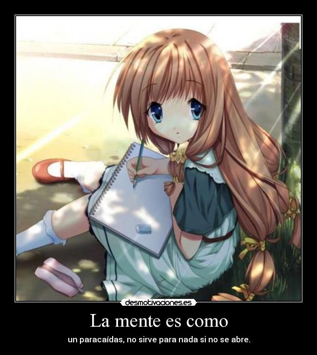 carteles anime mente como paracaidas desmotivaciones