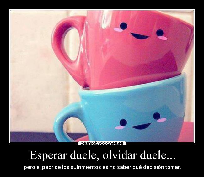 Esperar duele, olvidar duele... - pero el peor de los sufrimientos es no saber qué decisión tomar.