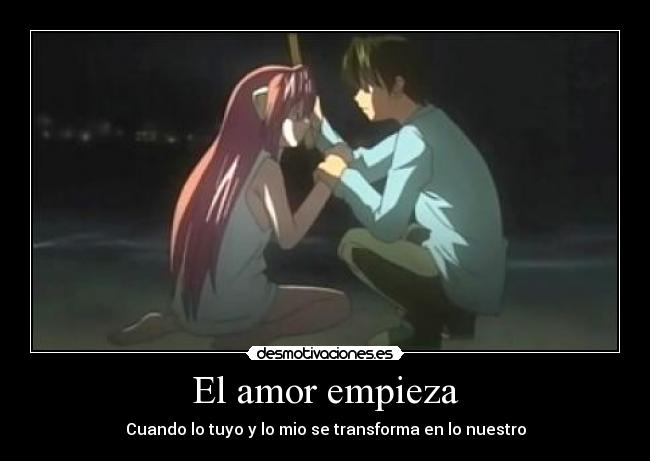 carteles amor amor empieza lucy kouta elfen lied anime otaku desmotivaciones