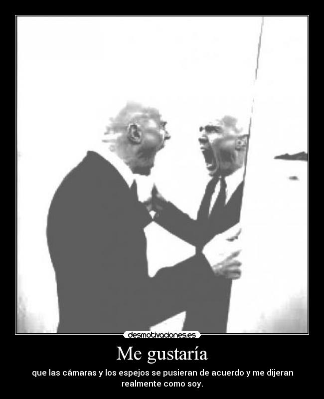 Me gustaría - que las cámaras y los espejos se pusieran de acuerdo y me dijeran
realmente como soy.