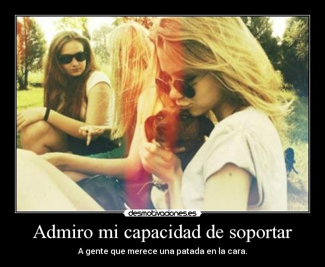 Admiro mi capacidad de soportar - A gente que merece una patada en la cara.