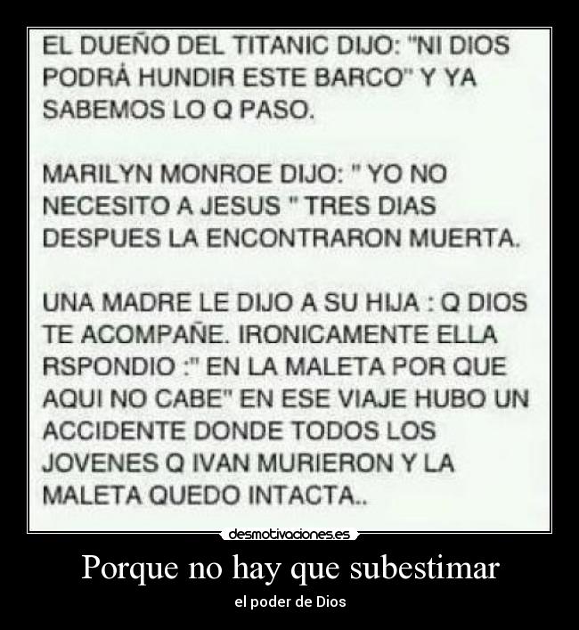 carteles porque hay que subestimar desmotivaciones