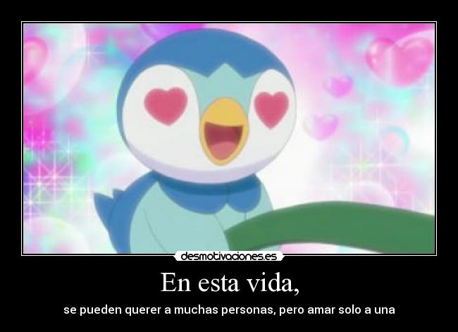 En esta vida, - se pueden querer a muchas personas, pero amar solo a una