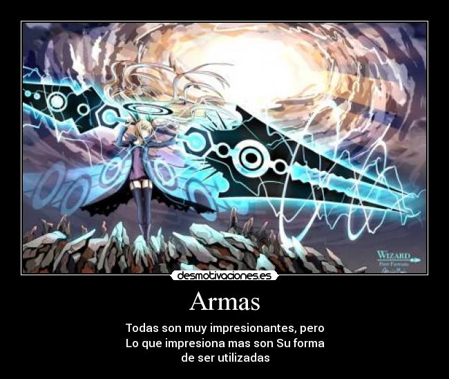 carteles armas anime desmotivaciones