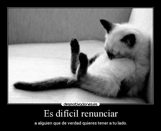 Es difícil renunciar - a alguien que de verdad quieres tener a tu lado.
