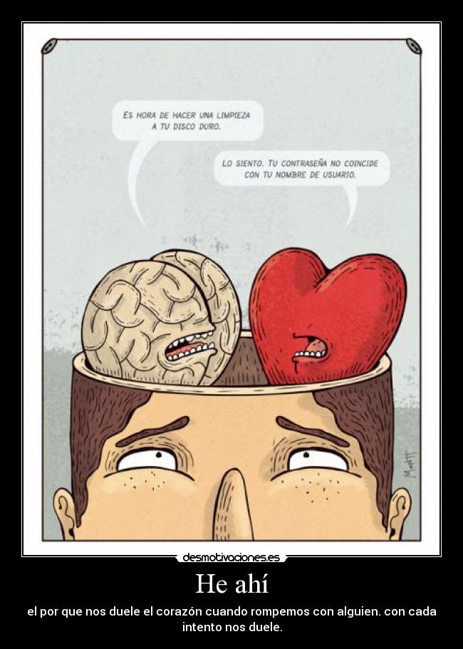 He ahí - el por que nos duele el corazón cuando rompemos con alguien. con cada
intento nos duele.