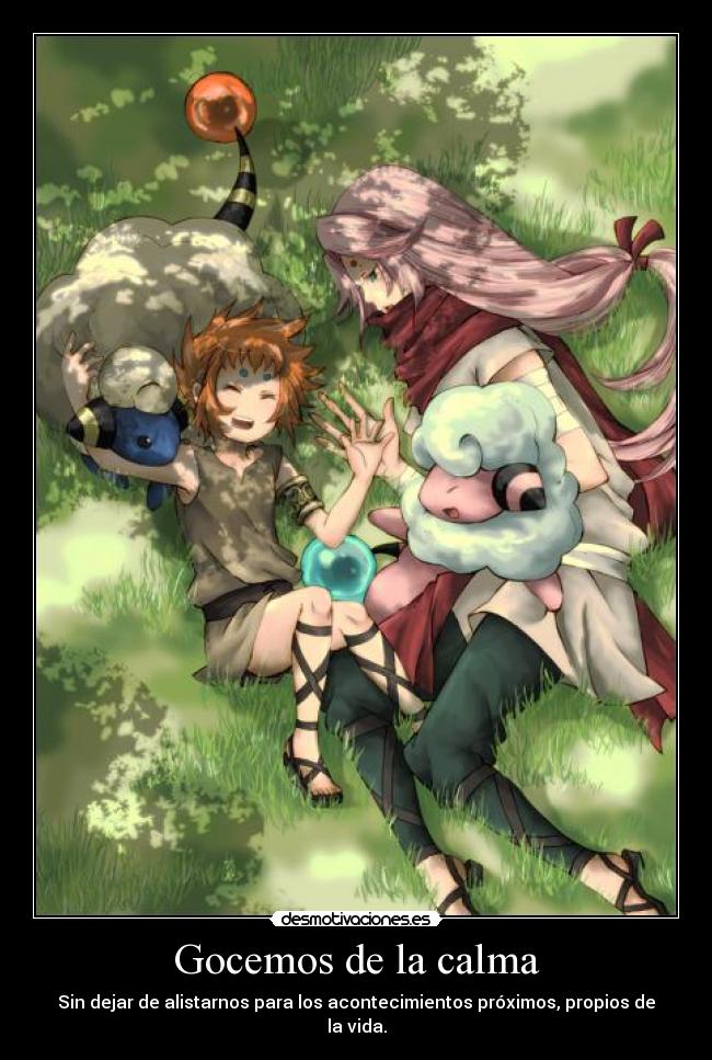 Gocemos de la calma - Sin dejar de alistarnos para los acontecimientos próximos, propios de la vida.