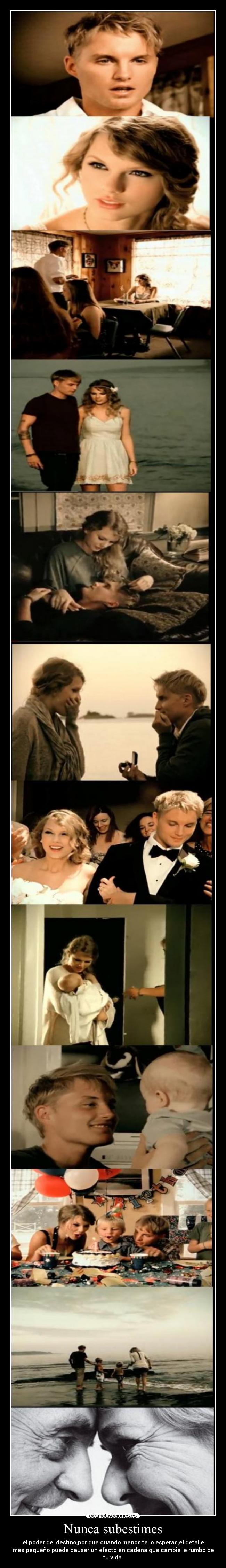 Nunca subestimes - el poder del destino,por que cuando menos te lo esperas,el detalle
más pequeño puede causar un efecto en cadena que cambie le rumbo de
tu vida.