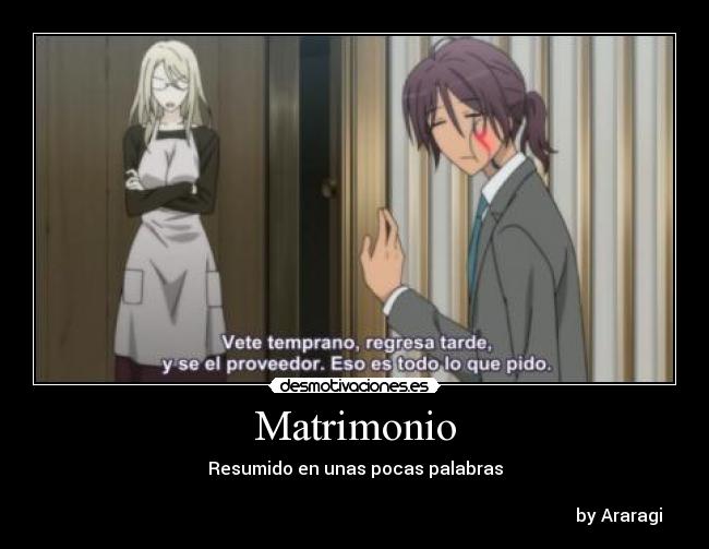 carteles anime matrimonio vida futuro esposo esposa tortura felicidad inu boku desmotivaciones