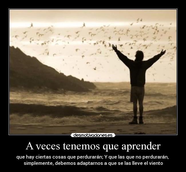 A veces tenemos que aprender - que hay ciertas cosas que perdurarán; Y que las que no perdurarán, 
simplemente, debemos adaptarnos a que se las lleve el viento