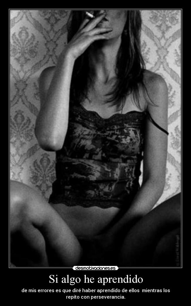 Si algo he aprendido - de mis errores es que diré haber aprendido de ellos  mientras los
repito con perseverancia.