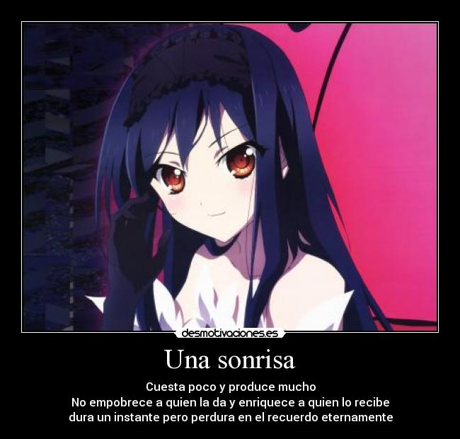 carteles sonrisa una sonrisa accel world kuroyukihime anime otaku desmotivaciones