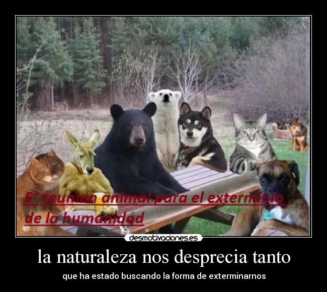 la naturaleza nos desprecia tanto - que ha estado buscando la forma de exterminarnos