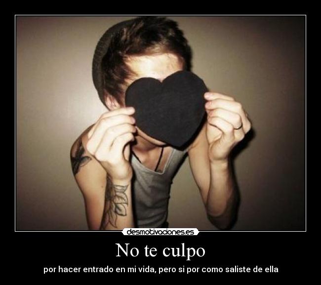 No te culpo - por hacer entrado en mi vida, pero si por como saliste de ella