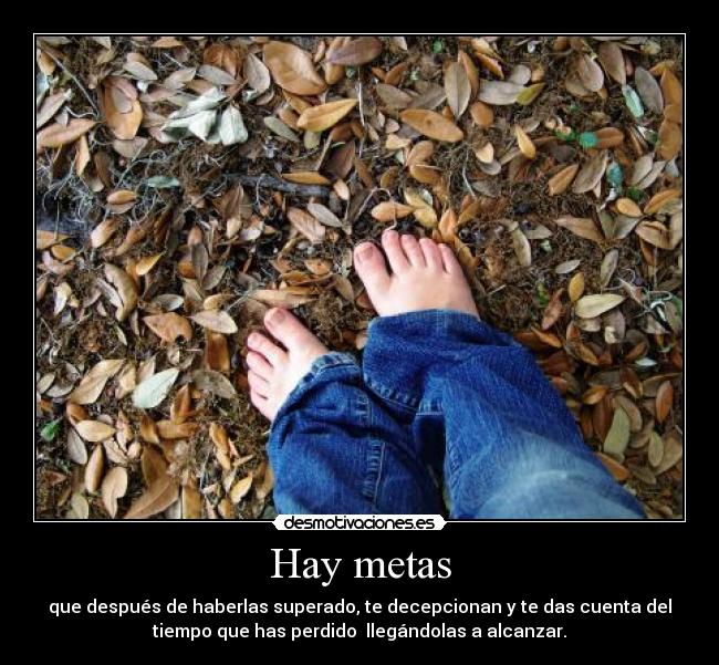 Hay metas - que después de haberlas superado, te decepcionan y te das cuenta del
tiempo que has perdido llegándolas a alcanzar.