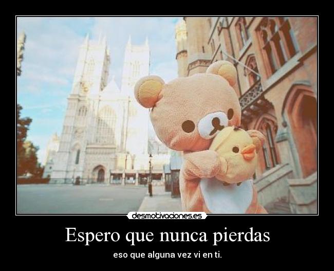 Espero que nunca pierdas - eso que alguna vez vi en ti.