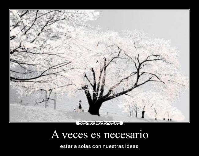 A veces es necesario - estar a solas con nuestras ideas.