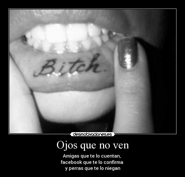 Ojos que no ven - Amigas que te lo cuentan,
facebook que te lo confirma
y perras que te lo niegan