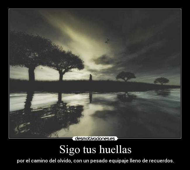 Sigo tus huellas - por el camino del olvido, con un pesado equipaje lleno de recuerdos.