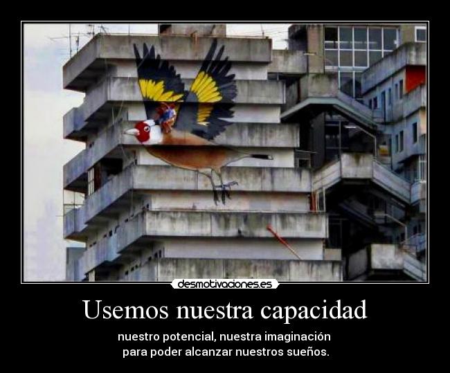 Usemos nuestra capacidad - nuestro potencial, nuestra imaginación 
para poder alcanzar nuestros sueños.