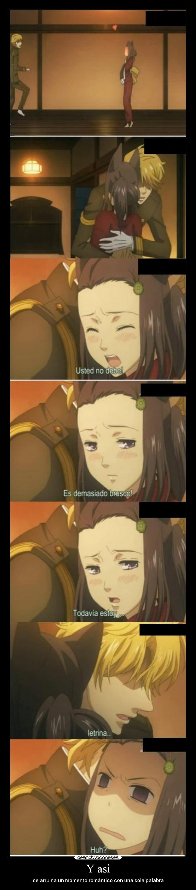 carteles clanfeurry anime shinigamisempai otome yokai zakuro arruinar momento romantico desmotivaciones