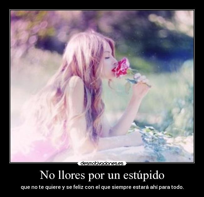 No llores por un estúpido - que no te quiere y se feliz con el que siempre estará ahí para todo.