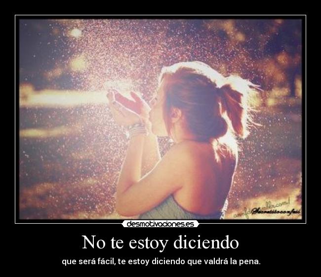 No te estoy diciendo - que será fácil, te estoy diciendo que valdrá la pena.