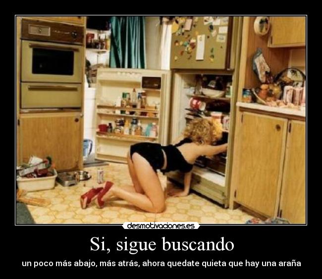 Si, sigue buscando - un poco más abajo, más atrás, ahora quedate quieta que hay una araña