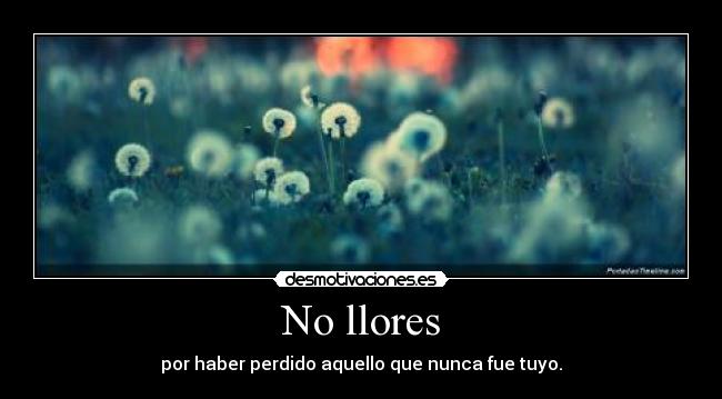 No llores - por haber perdido aquello que nunca fue tuyo.