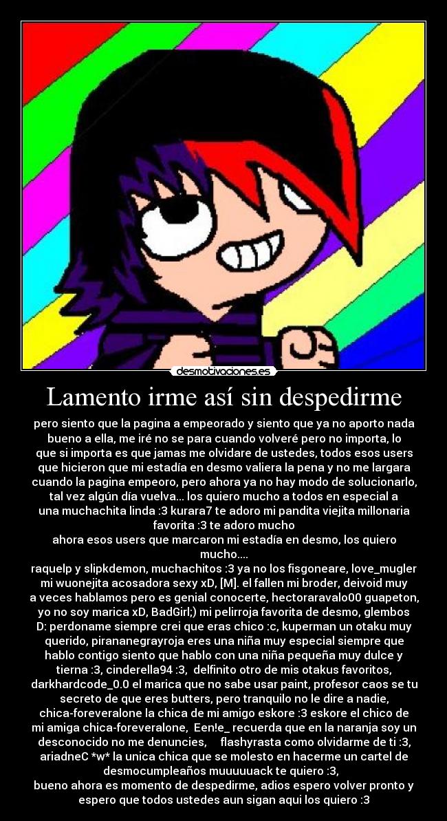 Lamento irme así sin despedirme - 