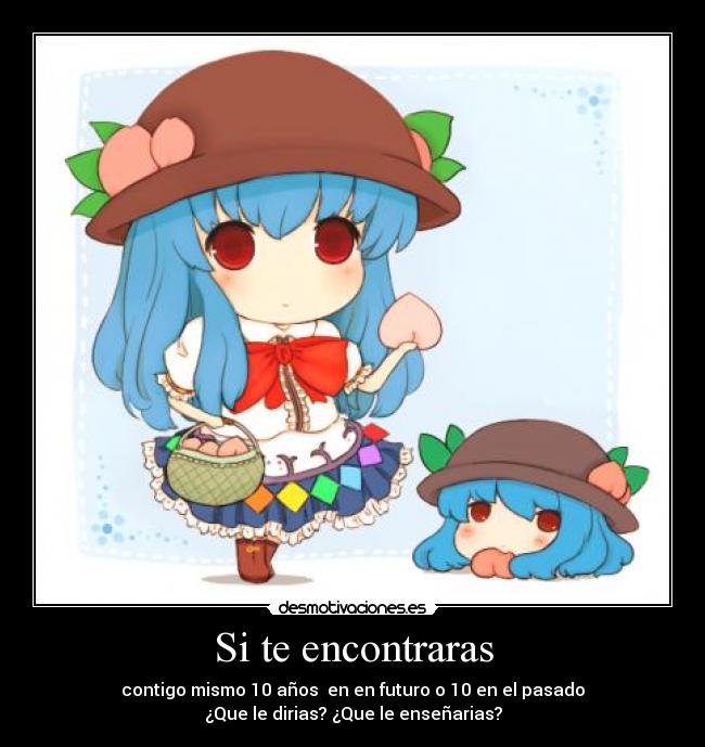 carteles touhou tenshi yukkuri durazno momo kawaii chibi anime manga futuro pasado pregunta muwigaraklan desmotivaciones