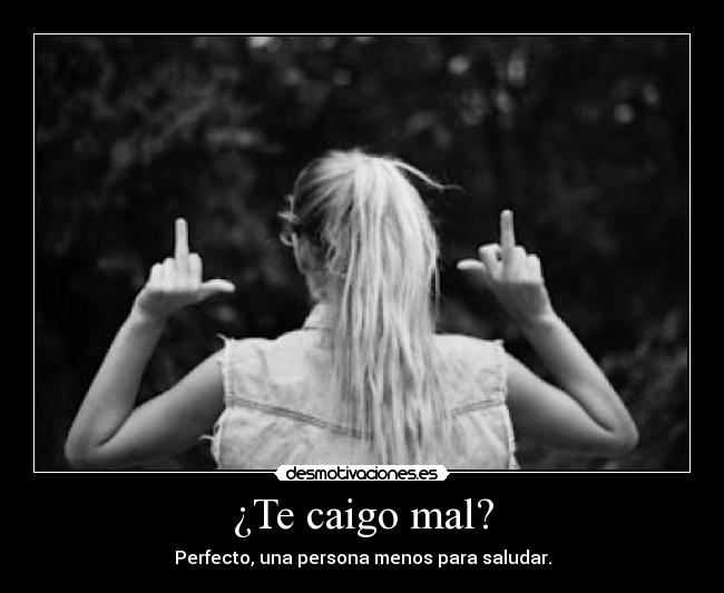 ¿Te caigo mal? - Perfecto, una persona menos para saludar.