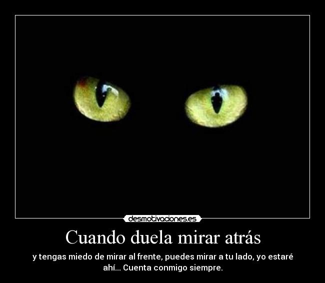 Cuando duela mirar atrás - y tengas miedo de mirar al frente, puedes mirar a tu lado, yo estaré
ahí... Cuenta conmigo siempre.