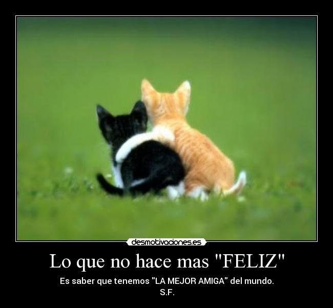 Lo que no hace mas FELIZ - Es saber que tenemos LA MEJOR AMIGA del mundo.
S.F.