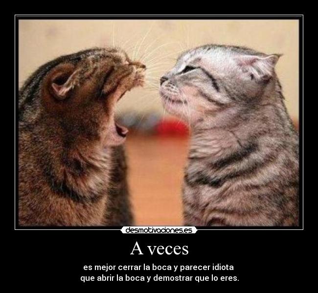 A veces - es mejor cerrar la boca y parecer idiota 
que abrir la boca y demostrar que lo eres.