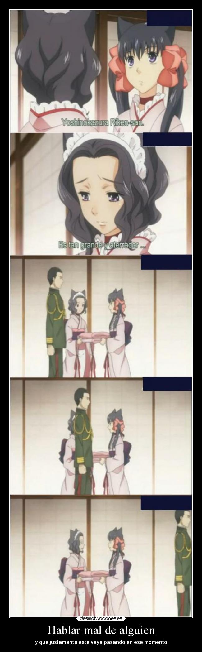 carteles clanfeurry anime shinigamisempai otome yokai zakuro hablar mal alguien desmotivaciones