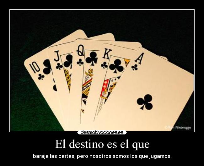 El destino es el que - baraja las cartas, pero nosotros somos los que jugamos.